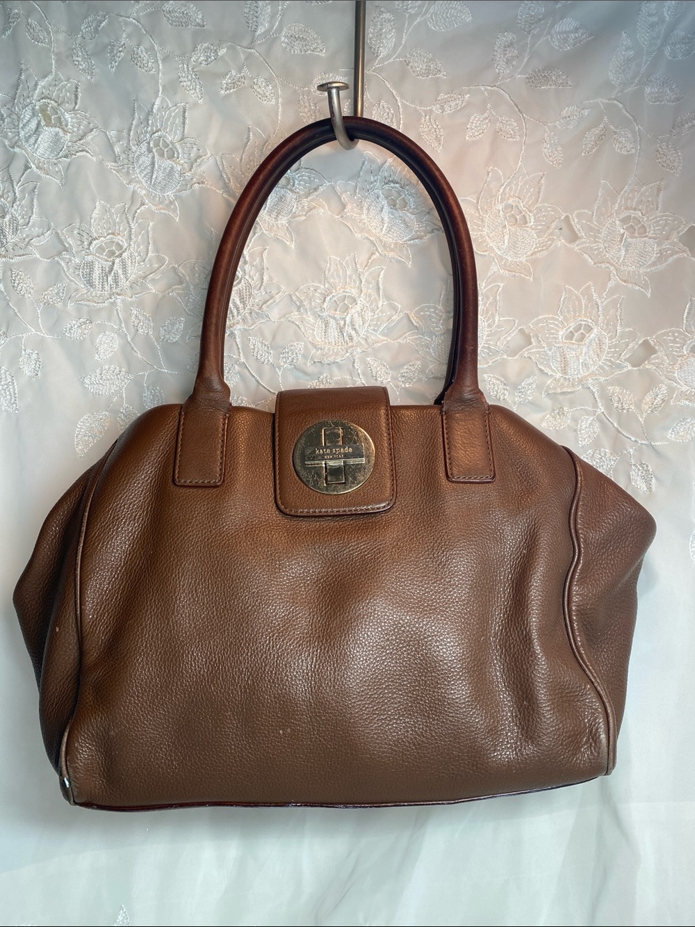 kate spade New York Bexley Anisha Brown Pebbled Leather Shoulder Bag Turn-Lock